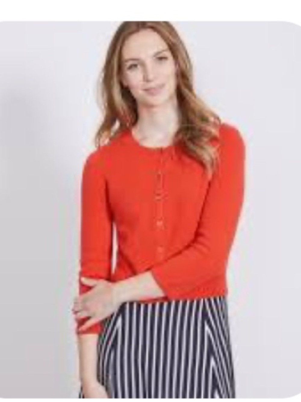 Boden Orange-Red Button-Front Knit Cardigan